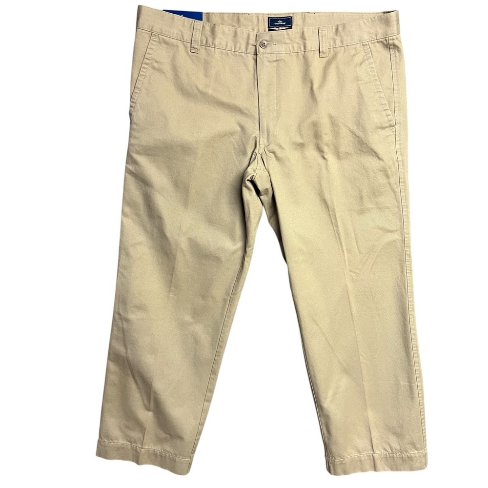 Dockers City Chino Pants Mens 40x30 Slim Fit D1 Flat‎ Front Khaki Beige Uniform
